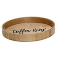 thumbnail image 2 of Elegant Designs 13.75" Decorative Round Wood Serving Tray with Handles, "Coffee Bar", Natural Wood, 2 of 7