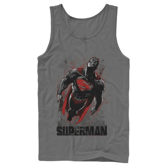 Men's Superman Flight Looking On Tank Top Charcoal 2X Large