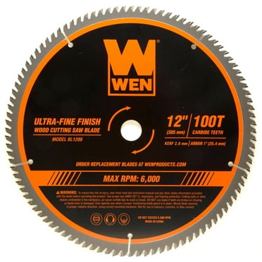 WEN Products 12-Inch 100-Tooth Carbide-Tipped Ultra-Fine Finish Professional Woodworking Saw Blade for Miter Saws and Table Saws