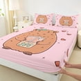 thumbnail image 3 of Homewish Cute Cartoon Capybara Full Size Sheets,Capybara Loves Bed Sheets,Pink Brown Sheet Sets For Girls Kids,Breathable Home Decor,4pcs, 3 of 7