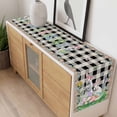 thumbnail image 4 of Easter Table Runner - 120 Inch Long, Kitchen Dining Table Runner Dresser Scarves, Spring Rabbit Flowers Colorful Eggs Black Lattice Farmhouse Decor for Coffee Tables Wedding Party Banquet, 4 of 8