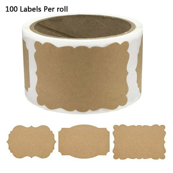 Sofullue 100 Pcs/Set Kraft Paper Blank Stickers Canning Bottle Pantry Labels Price Tags