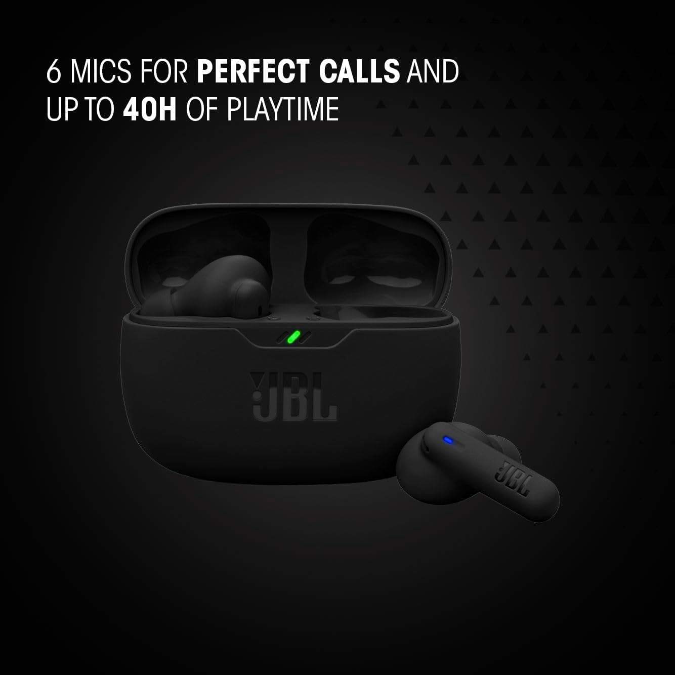 Open Box JBL Vibe Beam 2 - True Wireless Noise Cancelling Earbuds Pure Bass Sound & Smart Ambient Technology, 4mics for Crisp, Clear Calls, up to 40Hrs of Playback, IP54 Dust & Water Resistant (Blue)