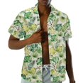 thumbnail image 4 of Yuyamidu Matching Hawaiian Outfits for Couples Summer Dresses for Women Midi Dress Mens Button Down Short Sleeve Shirt Flowy Asymmetrical Sleeveless Dress Leaf Green, 4 of 5