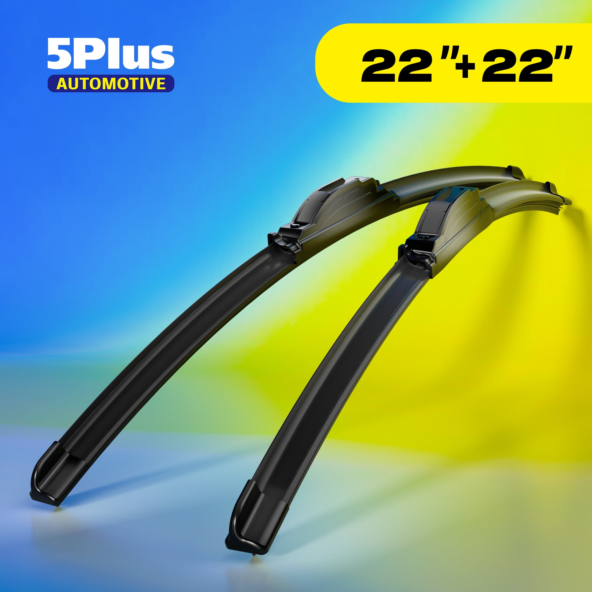 5 PLUS 22 Wiper Blades 2 Pack Silicone Water Repellent Beam Windshield Wiper Blades Fit J-Hook Arm- OEM Quality Premium All-Seasons Wiper blades