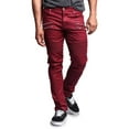 thumbnail image 3 of Victorious Men's Coated Slim Fit Moto Pants Biker Jeans - Burgundy - 28/30, 3 of 6