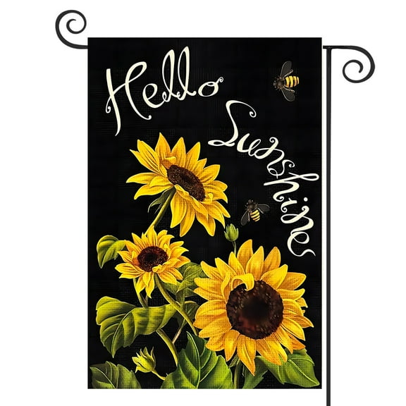 DMERBYL Sunflower Garden Flag 12 x 18 Inch Double Sided with Hello Sunshine Summer Sunflower Pattern Seasonal Yard Flag for Lawn Porch Decoration