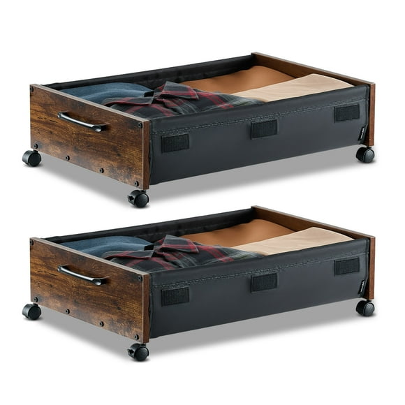 VEVOR Under Bed Storage with Wheels 25.6x18.1x7.1 Inch Rolling Storage Bags 2 Pack