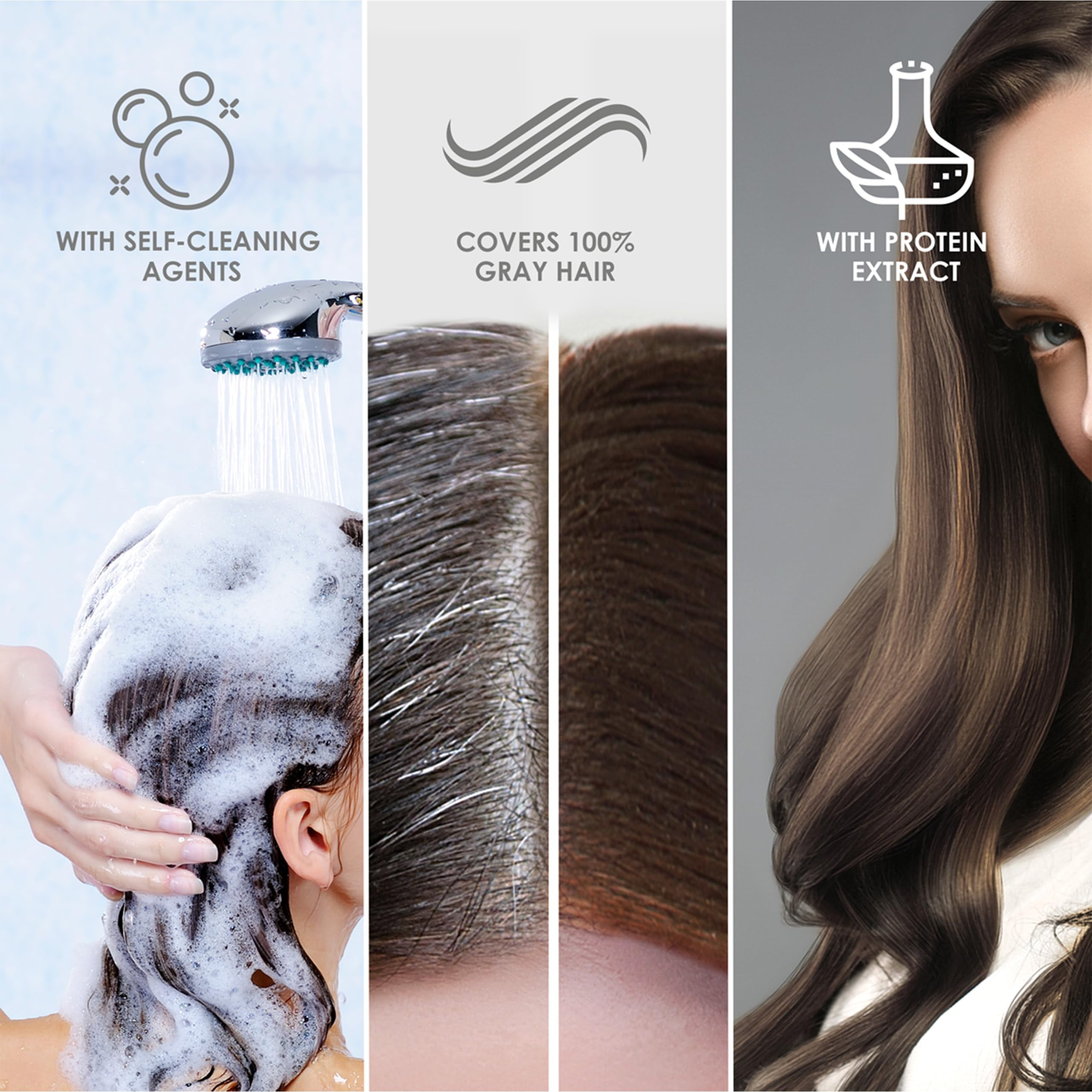 Professional Coloring kit - Permanent color cream hair dye. Gray Coverage. 6.71 Dark Blonde Ash Brown + Brown Color Shampoo and Conditioner Kit for Revives the Color.