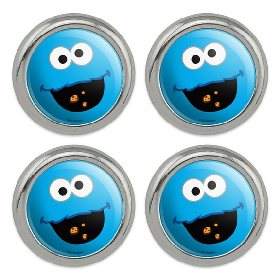 Sesame Street Cookie Monster Face Metal Craft Sewing Novelty Buttons - Set of 4