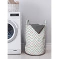 thumbnail image 3 of Chevron Laundry Bag, Nautical Toned Modern V-shaped Ornament Zigzag Narrow Lines Illustration, Basket with Handles Drawstring Closure for Laundromats, 13" x 19", White and Multicolor, by Ambesonne, 3 of 4