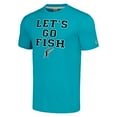 thumbnail image 2 of Men's Homage  Teal Florida Marlins Cooperstown Collection Let's Go Fish Hyper Local Tri-Blend T-Shirt, 2 of 3