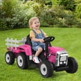 thumbnail image 2 of Infans 12V Kids Ride On Tractor with Trailer Ground Loader w/ RC & Lights Pink, 2 of 7