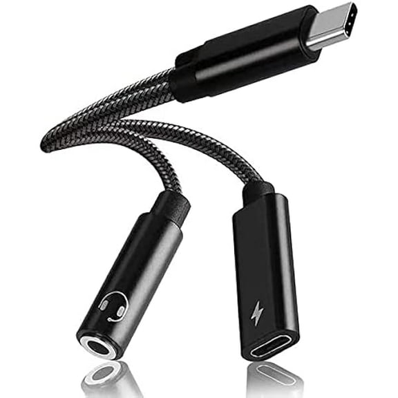 USB C to 3.5mm Headphone and Charger Adapter, 2 in 1 USB C to 3.5mm Headphone Jack Adapter Hi-Res DAC and Fast Charging Dongle Compatible with Google Pixel 5 4 3 XL, Galaxy S22/S22 /S21, Note 10/20