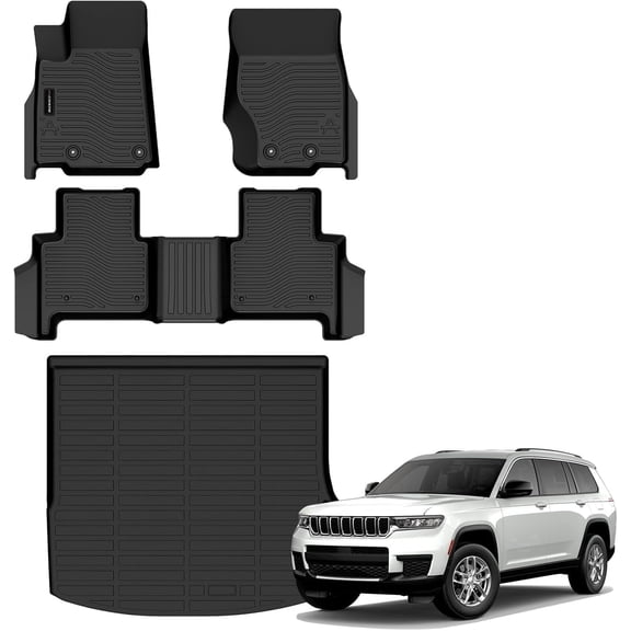 Auxko All Weather Floor Mats Cargo Mat Fit for 2022-2026 2027 Jeep Grand Cherokee(WL Include 4xe, Not WK2 or WL75) 5 Seat Only TPE Rubber Liners All Season Guard Odorless Anti-Slip