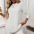 thumbnail image 2 of Holzkary Women's Crew Neck Long Sleeve Shirts Waffle Knit Loose Tops Basic Tees 2025 Casual Comfy Fall Outfits Clothes Side Split Basic Loose Tops 2025 Crew Neck Tops A Little Run Big White Xxl, 2 of 8