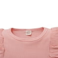 thumbnail image 4 of Toddler Girls Clothing Set Ruffle Shoulder Solid Color Knitted Long Sleeve Top+Button A-line Skirt, 4 of 10