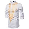 thumbnail image 2 of Lolmot Men's Henley Shirt Long Sleeve Totem Muslim Vintage Print Casual Button Down Beach Party Hippie T-Shirt Cosplay Costume, 2 of 4