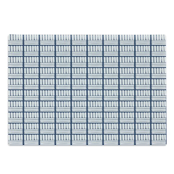 Dutch Cutting Board, Hand Drawn Stripes Delft Pattern Traditional Holland Folklore Illustration, Decorative Tempered Glass Cutting and Serving Board, Large Size, Dark Blue and White, by Ambesonne