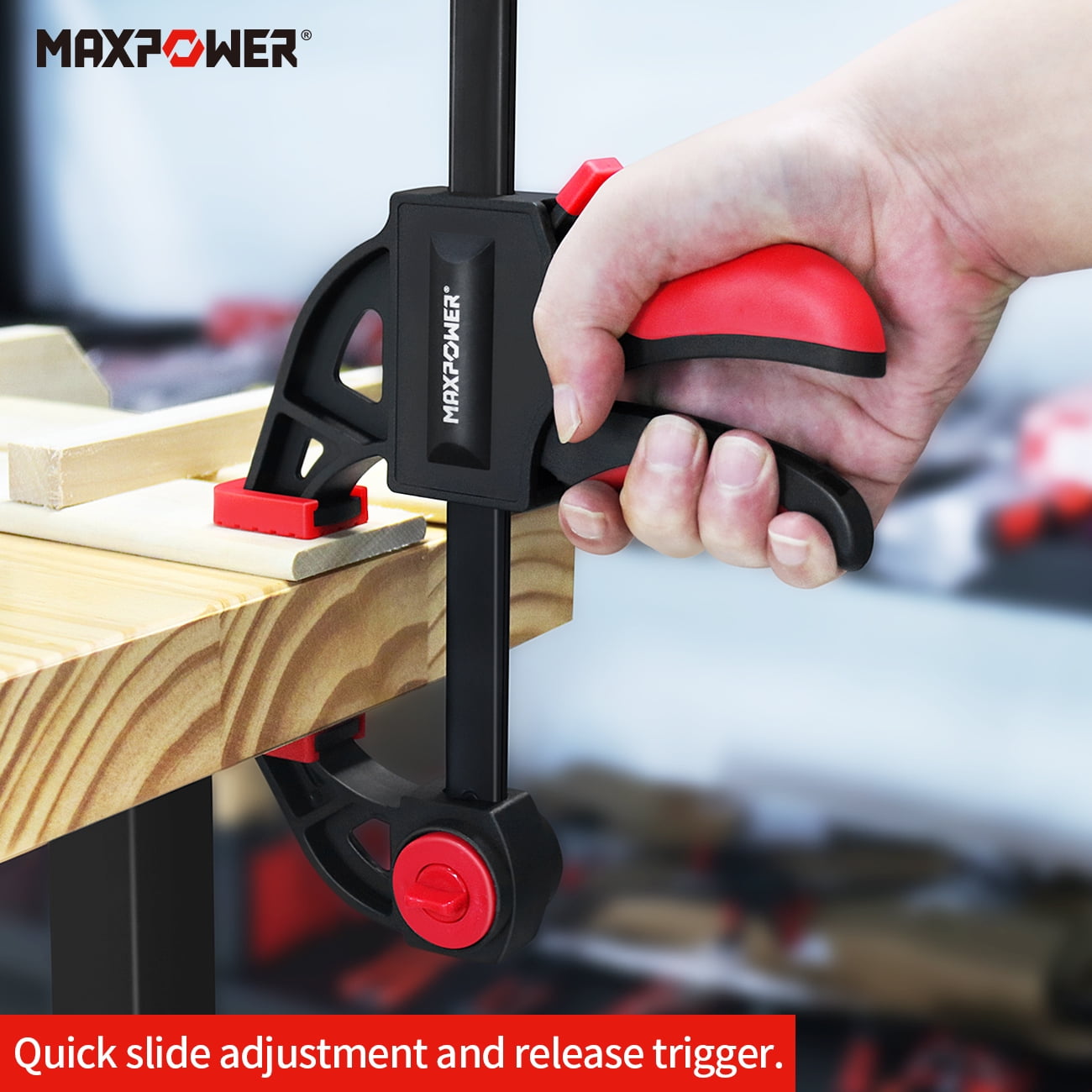 MAXPOWER 12" Wood Bar Clamp, Light Duty Woodworking Clamps set, Pack of 4