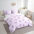 thumbnail image 3 of Feelyou Dreamy Flower Floral Bedding Comforter Set 7pcs, Romantic Purple Rose Queen Bedding Sets, Teens Boys Girls Kids Reversible Queen Sheet Sets, Microfiber Bedroom Decor, 3 of 7