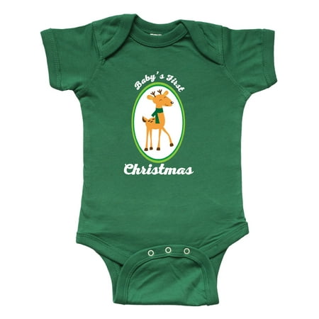 

Inktastic Babys First Christmas Reindeer Gift Baby Boy or Baby Girl Bodysuit