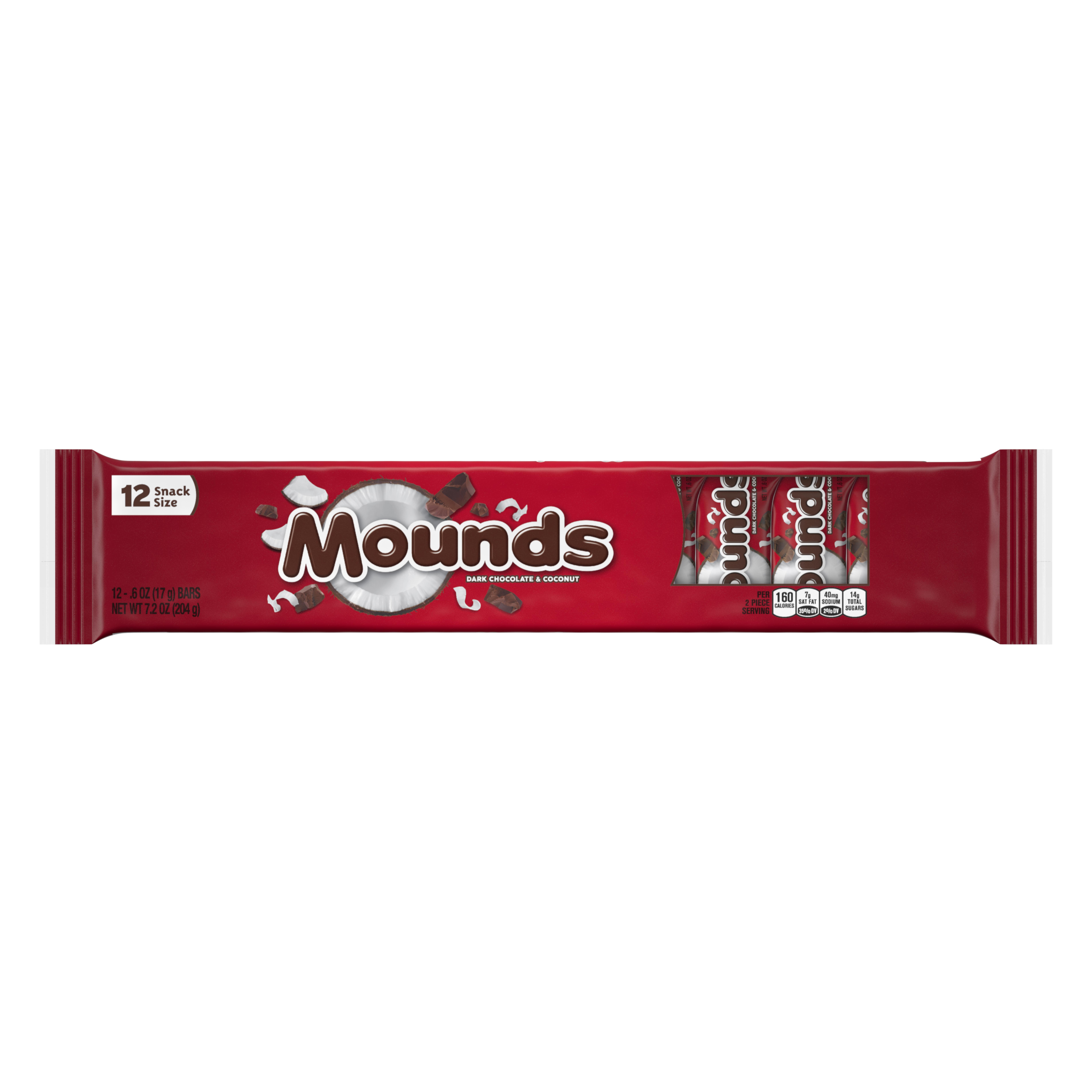 Mounds, Snack Size Dark Chocolate & Coconut Candy Bars, 7.2 Oz., 12 Count