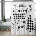thumbnail image 2 of Plaid Christmas Tree Bathroom Shower Curtain It's The Most Wonderful Time of The Year Waterproof Washable Shower Curtains for Bathtub Bath Decor with Grommets and Hook 54 X 78 Inch, 2 of 8