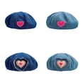 thumbnail image 4 of EFINNY Women Sweet Painter Hat Berets Ladies Beret Love Denim Hat, 4 of 5