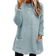 thumbnail image 1 of LUXUR Women Fuzzy Fleece T Shirt Loose Work Tops Sky Blue S, 1 of 2