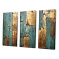 thumbnail image 3 of Designart "Vintage Gold on Turquoise Kintsugi Glam III" Modern Geometric Wall Art Set Of 3 - Abstract Geometric Gold Gallery Wall Set For Home Decor, 3 of 6