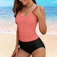 thumbnail image 4 of Women's Sleeveless Swim Tank Top Only - Adjustable Straps Soft Bathing Suit Top, Solid Two Piece Swimsuit Top(Pink,M), 4 of 6