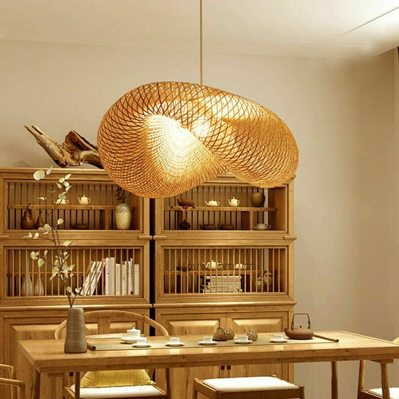Bamboo Wicker Rattan Shade Pendant Light Fixture Art Asian Hanging Ceiling Lamp 85-260v