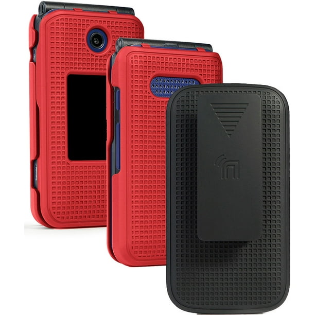 Nakedcellphone Grid Texture Snap On Hard Case Cover With Rotating Ratchet Belt Clip Holster Holder For Cricket Debut Flip U102ac At T Cingular Flip Iv Phone U102aa Walmart Com Walmart Com