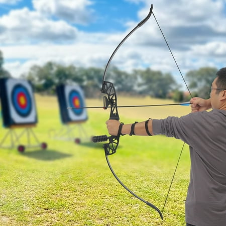 Wildnix Archery Compound Bow Kit 40lbs Right-Handed Recurve Bow Full Set with Arrows Arm Guards and Rubber Grip for Outdoor Sports