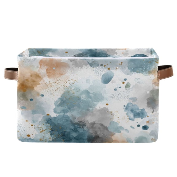 1-Pack Square Closet Organizers with Handles Open Basket Bins Watercolor Ink Splashes Pattern Storage Basket for Home Office