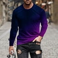 thumbnail image 2 of Besolor Chemises à Manches Longues pour Hommes Tendance Dégradé Col Rond Pull Décontracté Grande Taille Blouse d'Entraînement Tee, 2 of 5
