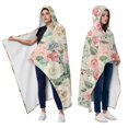 thumbnail image 2 of Wearable Blanket,Pioneer Flower Floral Print Pattern Hooded Wearable Flannel Blanket for Adults & Teens with Buckle,Winter Poncho Shawl Wrap Cape,50"x60", 2 of 5