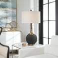thumbnail image 2 of Uttermost Arnav Steel and Ceramic Table Lamp in Textured Black and Light Gray, 2 of 7