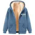 thumbnail image 2 of Aueoeo Womens Winter Warm Jackets Zip Up Lined Hoodies Fleece Thicken Sweatshirts Printed Coat Navy L, 2 of 4