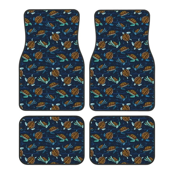 Balery Sea Turtles Swimming Juego de 4 Alfombrillas para Auto, Revestimientos de Caucho Resistente, Diseño Antideslizante