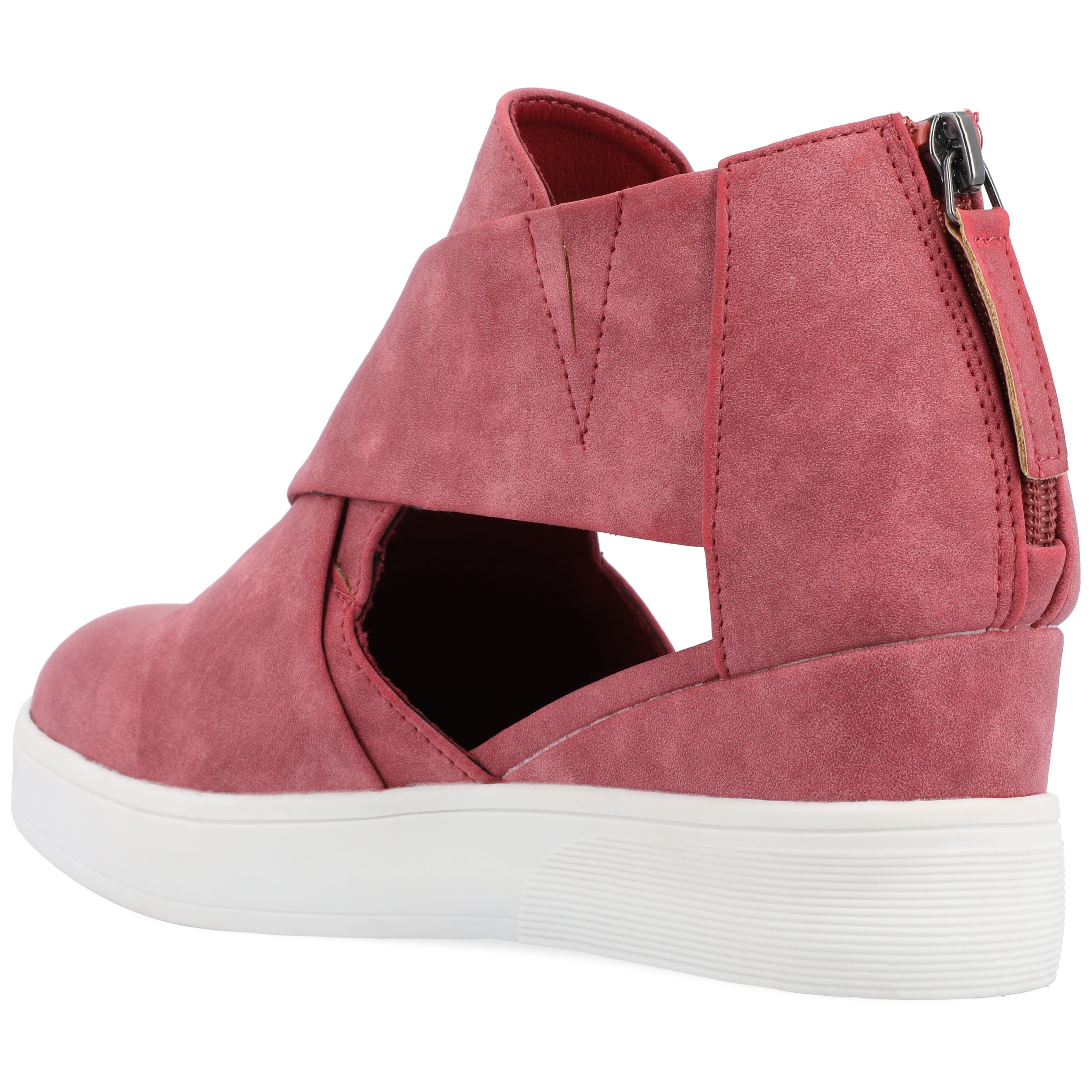 Journee Womens Seena Round Toe Back Heel Zip Wedge Sneakers