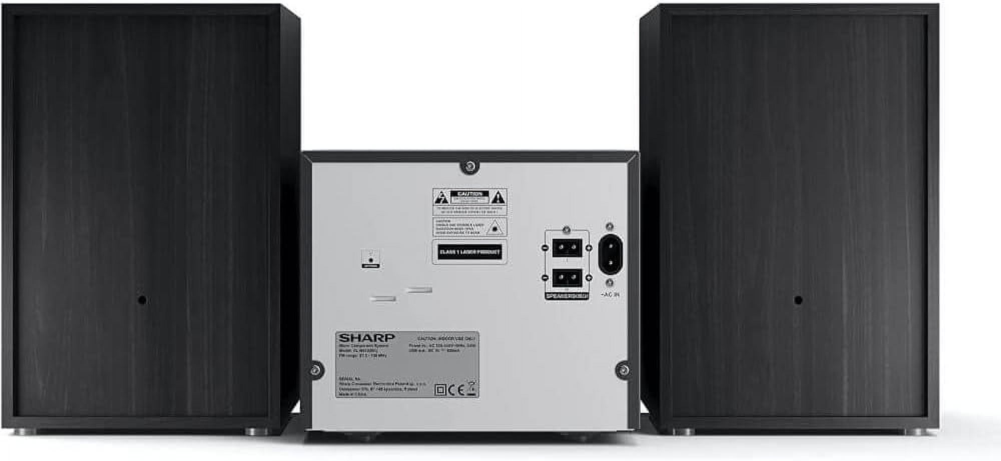 Sharp XL-B512 Micro Component Wireless Bluetooth Audio Streaming & CD Player Wood Speaker System + Remote, USB Port, MP3 Playback, FM Stereo Digital Tuner, Aux Input, Black Oak