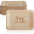 thumbnail image 1 of Happy Birthday Disposable Birthday Party Plates \u2013 Rustic, Compostable Alternative to Plastic Plates for Birthday Parties (Salad/Dessert, 50-Pack), 1 of 8