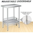 thumbnail image 4 of GloryStar Table en Acier Inoxydable, Table de Travail Robuste avec Tablette Inférieure Ajustable, Table de Préparation en Métal à 2 Niveaux pour Cuisine Commerciale, Restaurant, Garages, 4 of 9
