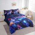 thumbnail image 2 of Castle Fairy Cyberpunk Blue Car Twin Bedding Sets 7-Piece for Men, Neon City Bedding Comforter Set for Bedroom, Blue and Orange,Navy Blue Reversible, 2 of 7
