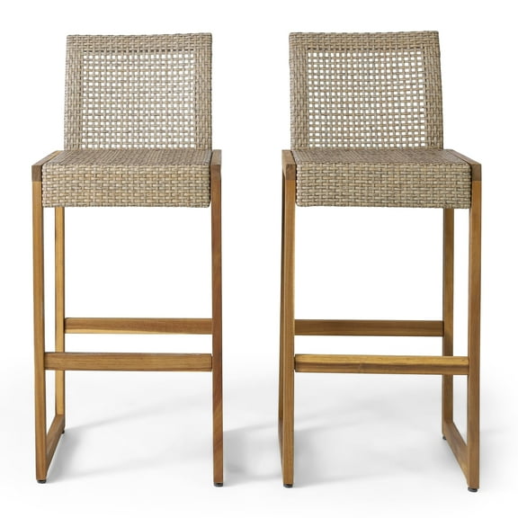 Christopher Knight Home Elon Outdoor Wicker Barstools (Set of 2) by  - 21.00" W x 18.00" D x 43.50" H