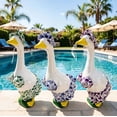 thumbnail image 3 of Porch Goose Summer Outfit 3 Piece Floral Print Set with Sun Hat Bikini Top and Skirt Fits 19-23 Inch Geese for Front Porch Patio Decor, 3 of 6