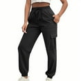 thumbnail image 3 of Maplenight Women's Cargo Pants Elastic Waist Joggers with Drawstring Solid Loose Casual Lounge Pants with Pockets, 3 of 9