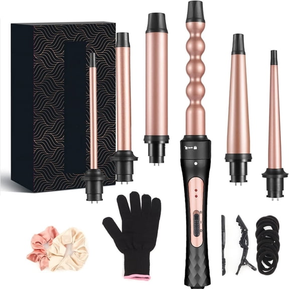6 in 1 Curling Iron, Curling Wand Set, Fast Heating Hair Curler with 6 Interchangeable Ceramic Barrels (0.35'' to 1.25'') for Quick Create Hairstyle in All Hair Type